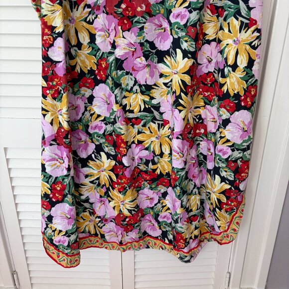 Vintage Christian Dior caftan one size floral bold cotton v-neck pullover - Picture 2 of 15